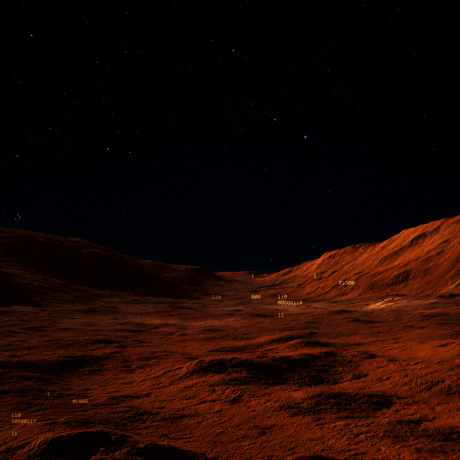 Paisagem espacial com horizonte alaranjado
